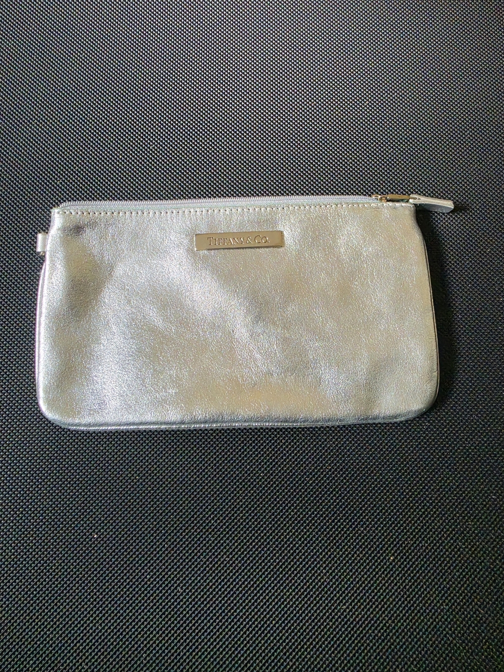 Tiffany & Co. Silver Metallic Zip Pouch